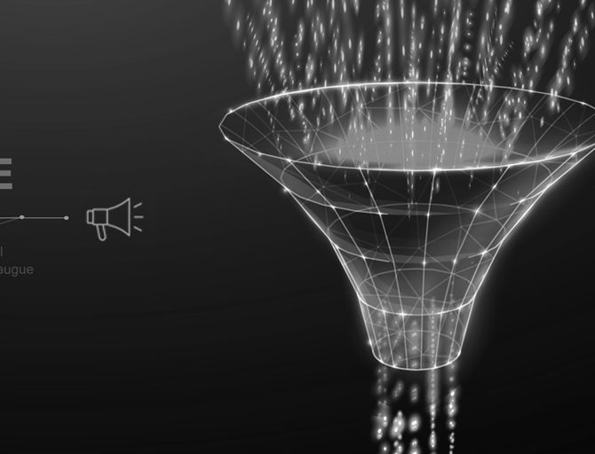 Uma imagem de funil representando a jornada do cliente.